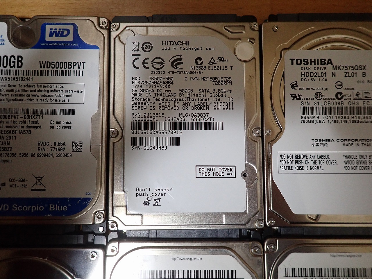 WD5000BPVT 7K500-500 MK7575GSX MQ01ABD100H ST1000LM024