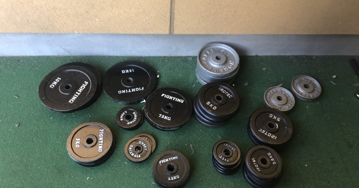 iROTEC FIGHTING ROAD ダンベルプレートセット 合計155kg シャフト径28mm Wバー ダンベルシャフト