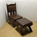 hikari 光製作所 1970年製 木製椅子 チェア オットマン レトロ 洋風 革張替済み W440×D520×H860mm 座面高380mm