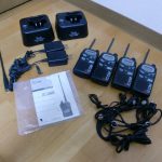 トランシーバー ICOM IC-4008W アイコム 4台 充電器 BC-119N 2台 ピンマイク HM-166 PTT セット
