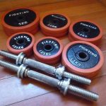 ラバーダンベル FIGHTING ROAD 5kg×2枚 2.5kg×6枚 1.25kg×4枚 シャフト2本 ファイティングロード 合計約32.5kg プレート