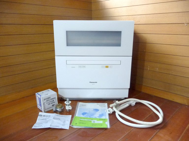 食器洗い洗浄機 Panasonic NP-TH1-W パナソニック 食洗機 40点 5人分 エコナビ 据え置き 前開き 2018年 分岐栓 CB-SSH8 付属