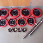 ラバープレート IROTEC 2.5kg×4枚 1.25kg×4枚 シャフト×2本 合計約18kg アイアン ダンベル バーベル 28mm アイロテック
