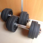 ダンベル LEADING EDGE 2.5kg×8枚 1.25kg×4枚 シャフト×2本 合計約 30kg ラバー アイアン リーディングエッジ