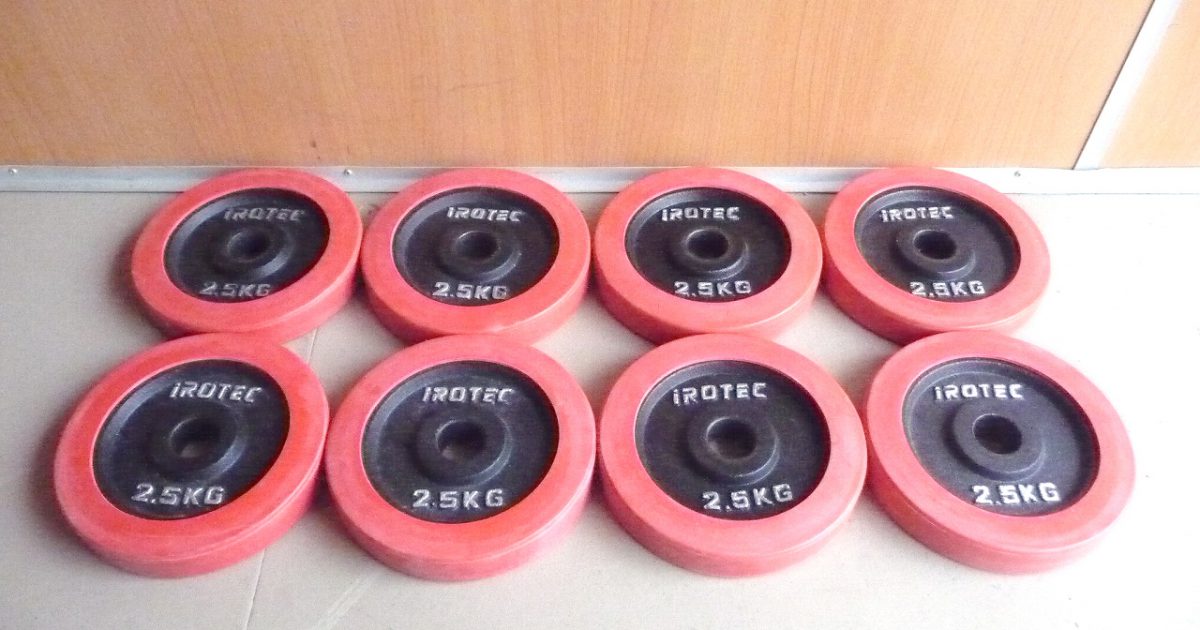 プレート iROTEC アイロテック 28mm ラバー アイアン プレート 2.5kg×8枚 バーベル ダンベル 20kg 筋トレ トレーニング