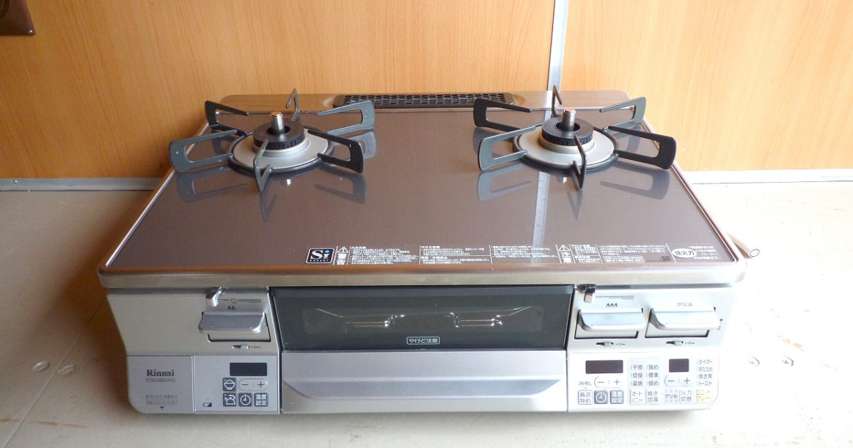 ガスコンロ Rinnai LAKUCIE Prime RTS65AWG31R2G-VR リンナイ 都市ガス Cocotte Plate ガステーブル ガラストップ 59cm 2019年