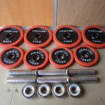 ラバー プレート FIGHTING ROAD 2.5kg×4枚 1.25kg×4枚 シャフト×2本 合計20kg アイアン ダンベル バーベル 28mm ファイティングロード