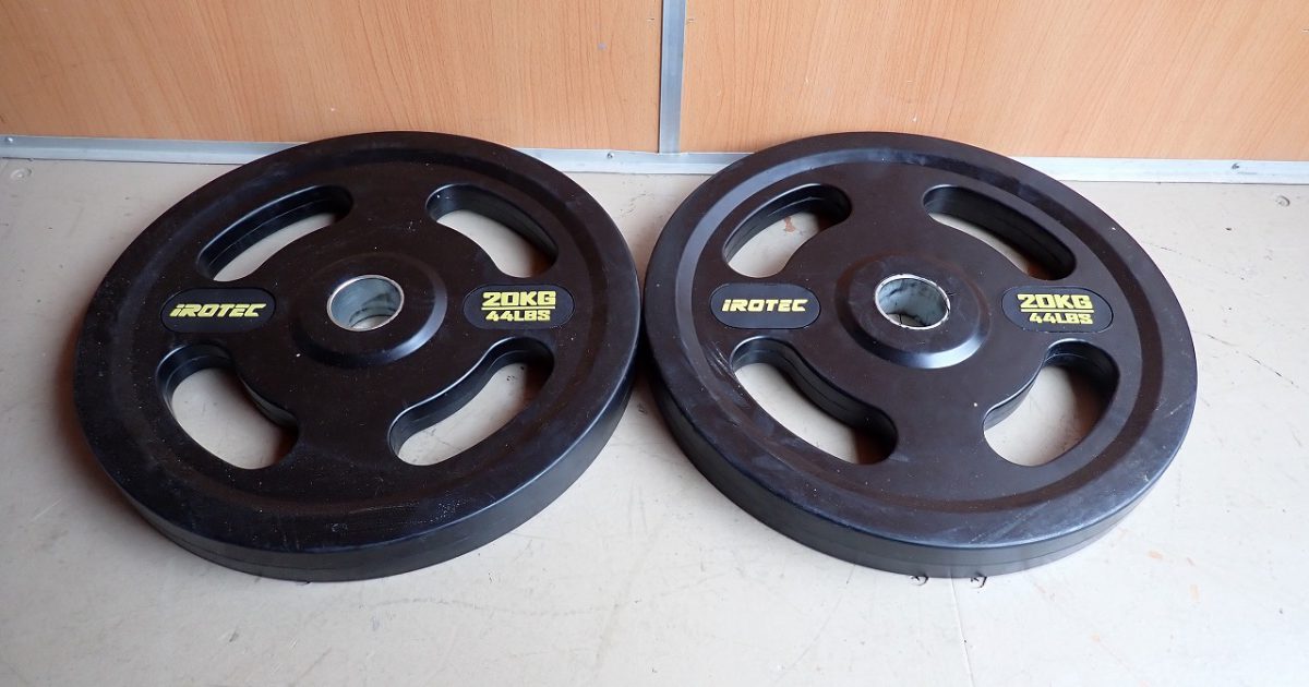 プレート iROTEC アイロテック ダンベル バーベル 20kg×2枚 合計40kg 44LBS 88LBS ラバー オリンピック 50mm 筋トレ