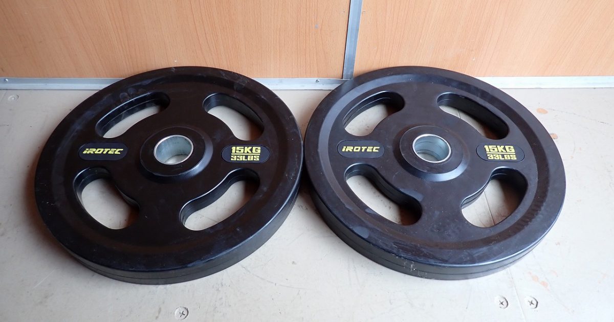 プレート iROTEC アイロテック ダンベル バーベル 15kg×2枚 合計30kg 33LBS 66LBS ラバー オリンピック 50mm 筋トレ