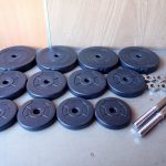 ダンベル FIELDOOR 5kg×4枚 2.5kg×4枚 1.25kg×4枚 シャフト×2本 合計約 40kg フィールドア プレート 28mm