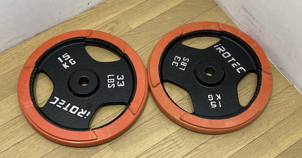iROTEC アイロテック ラバー 穴径28mm ダンベル ウェイト プレート 10kg x 2枚 合計20kg トレーニング