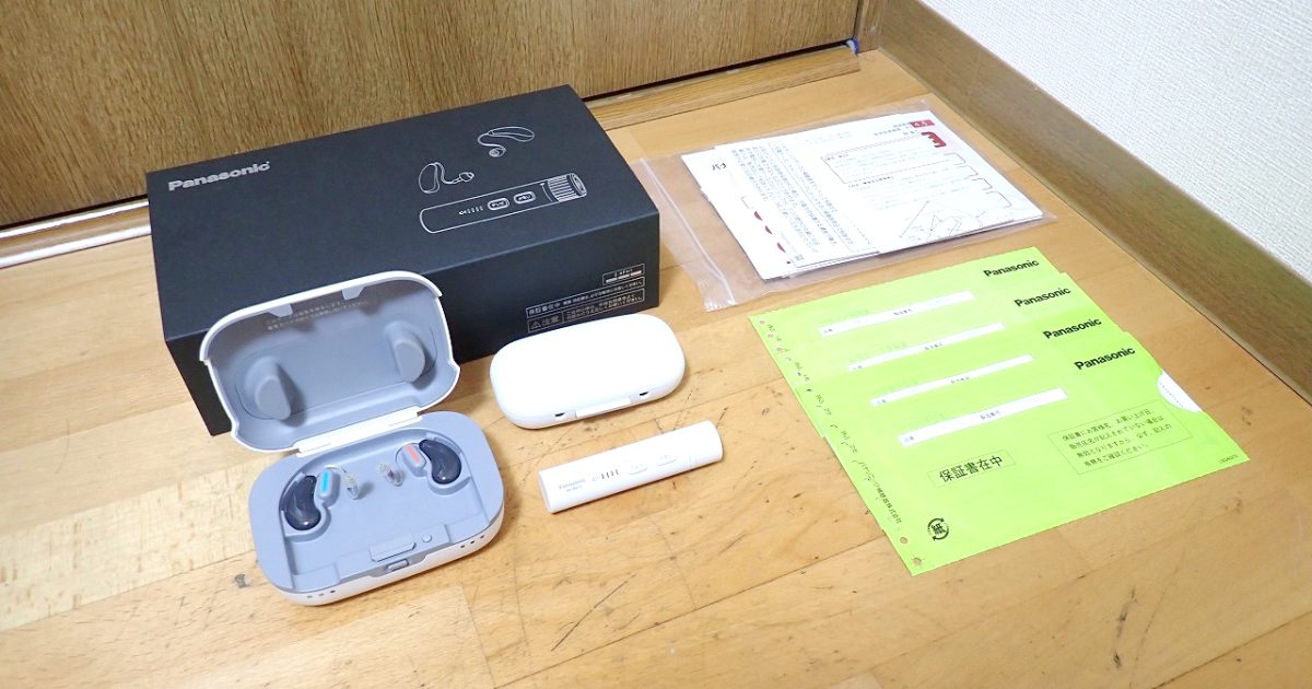 補聴器 Panasonic WH-R45-HZW M1 WH-R4 パナソニック 耳かけ型 両耳 充電器 WH-PK1104J スティックリモコン WH-PM19