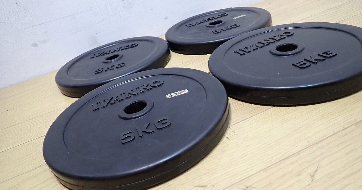 超美品 IVANKO イバンコ RUBK ラバースタンダードプレート シャフト径28mm 5kg 4枚セット 合計20kg