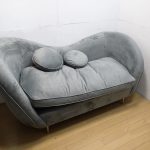 2人掛けソファ ガーリーソファ MARCHE PETIT 定価84700円 デザインソファ ベロア生地 エステ W1620