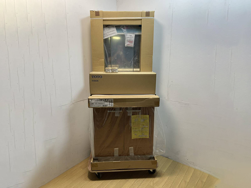 TOTO SAQUA サクア 洗面化粧台 LDWB075BAGGG1C 間口750mm LED 三面鏡 ロイミディアムウッド 水栓 アングル止水栓