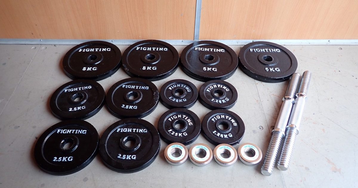 ダンベル FIGHTING ROAD ファイティングロード プレート 5kg×4枚 2.5kg×4枚 1.25kg×4枚 シャフト2本 合計 40kg