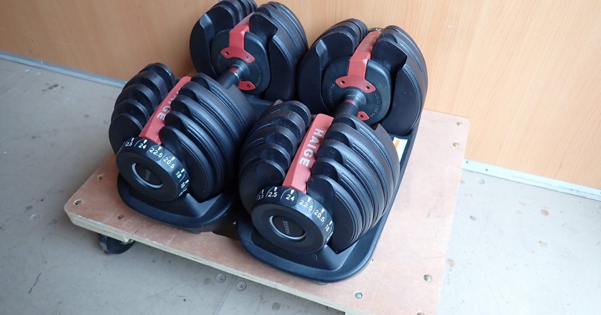 アジャスタブルダンベル HAIGE ハイガー 可変式ダンベル ダイヤル 24kg 2台セット 合計48kg