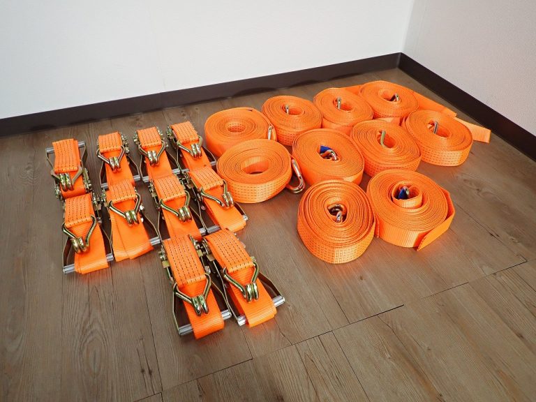ラッシングベルト EN12195-2 長さ12m 幅50mm LC 2500kg MBS 5000kg フック ガッチャ 荷締機 トラック 貨物 10本セット