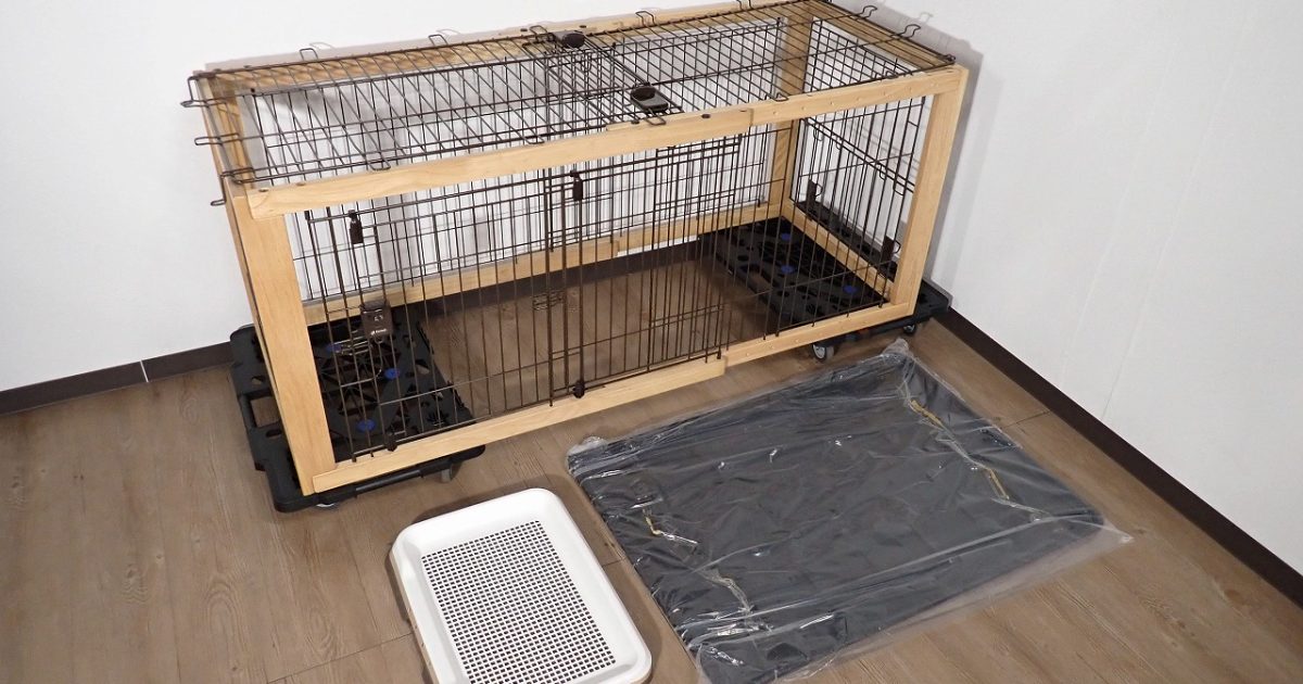 ペットケージ Richell 木製スライドペットサークル レギュラー リッチェル ナチュラル 屋根面 わくわくシーツトレー