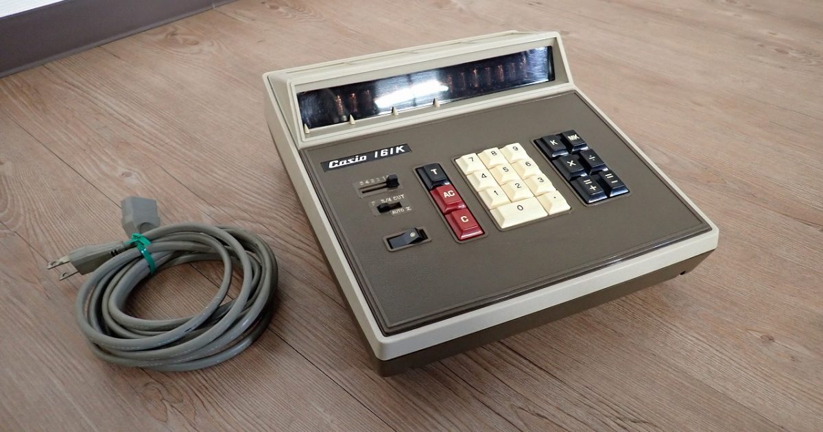電卓 CASIO 161K カシオ 16桁 2メモリー 卓上計算機 ニキシーチューブ管 100V レトロ