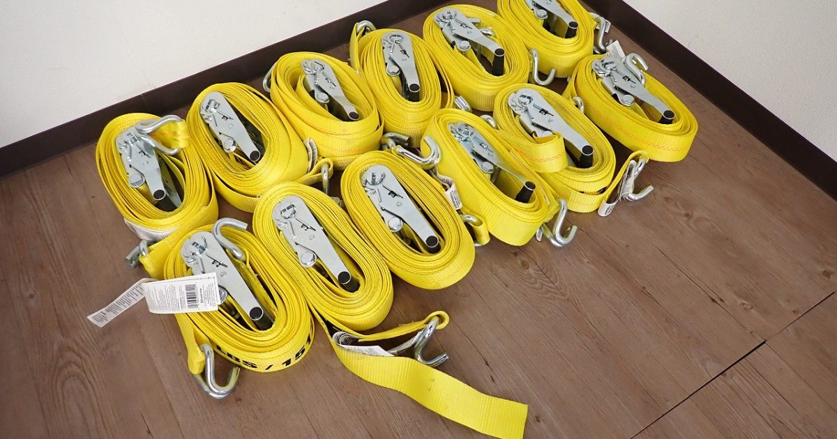 ラッシングベルト Keeper 27FT 3333LBS 長さ 約8.22m 耐荷重 約1.5t 幅50mm フック ガッチャ トラック 荷締め 12本セット