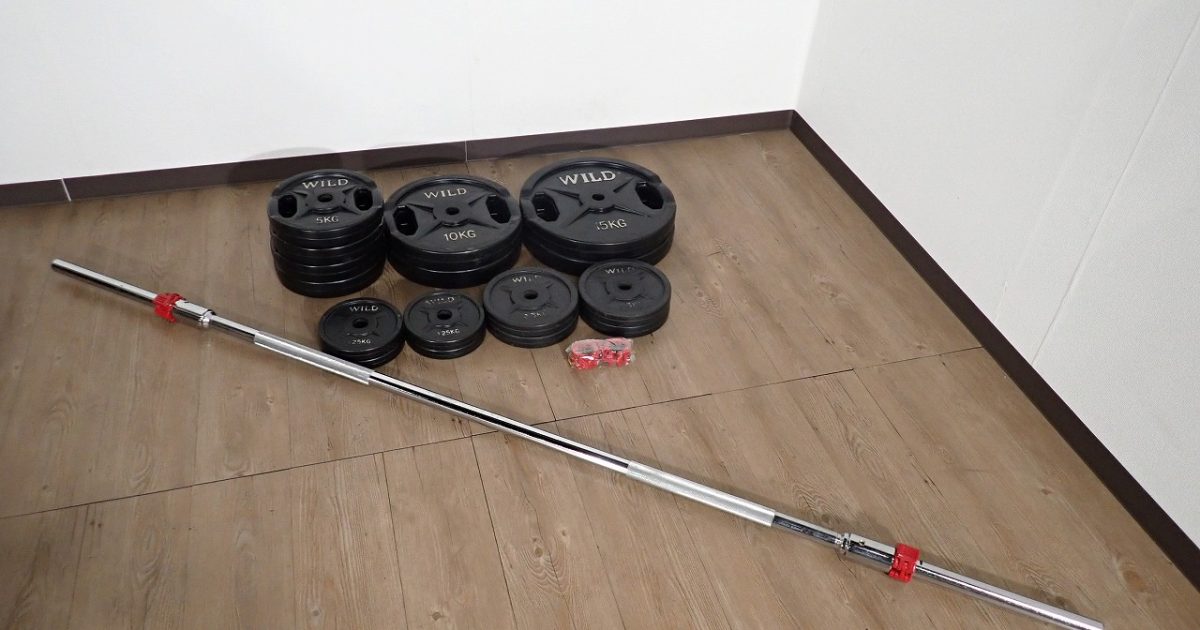 バーベル WILD ワイルド ラバープレート 15kg×2枚 10kg×2枚 5kg×4枚 2.5kg×4枚 1.25kg×4枚 シャフト 2m 28mm 合計約100kg
