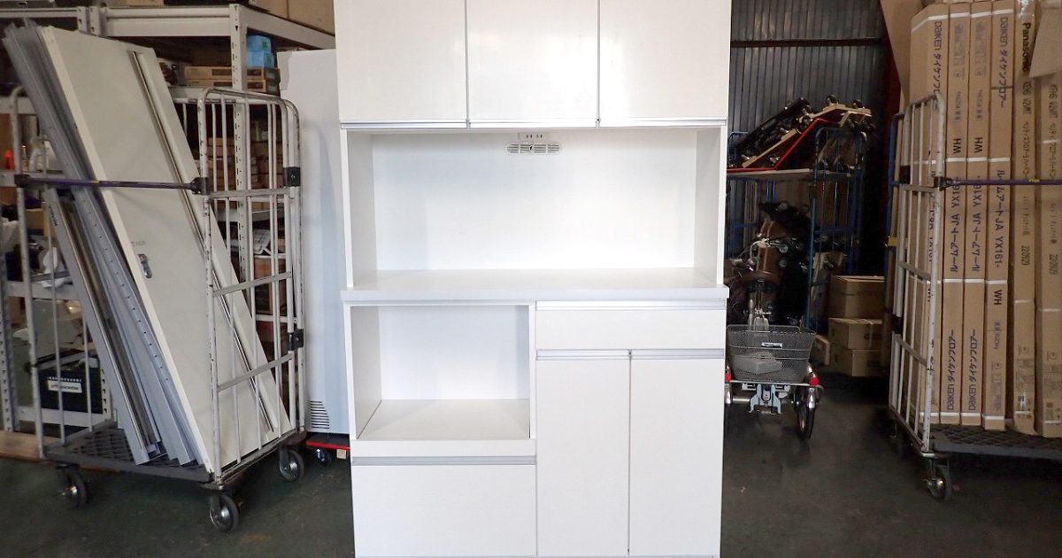 食器棚 DOI interior 土井インテリヤ工業 レンジ台 カップボード ホワイト 白 幅117cm 高さ190cm 奥行45cm 大川家具