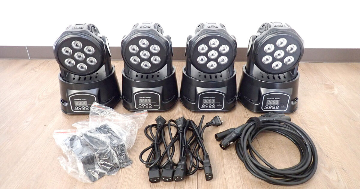 ムービングライト BETOPPER LM70S LED 7x8W RGBW DMX 舞台照明 スポットライト ムービングヘッド ケーブル 4台セット