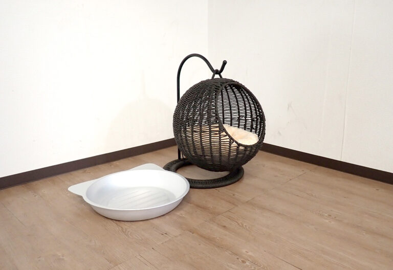 MOFUCAT サークル型ラタン風キャットハウス ひんやりクール猫鍋 モフキャット 猫 ソファ クッション ベッド ブラック