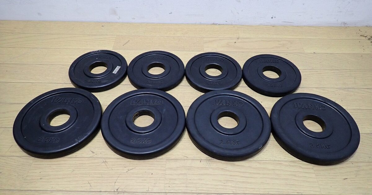 IVANKO イバンコ RUBK オリンピックプレート イージーグリップラバープレート シャフト径50mm 2.5kg 1.25kg 8枚セット 合計15kg