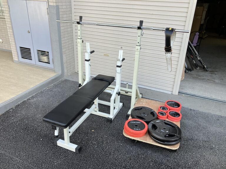 Fighting Road ファイティングロード ベンチプレスセット スクワット台 ボディーメーカー プレートセット 合計82.5kg シャフト径28mm