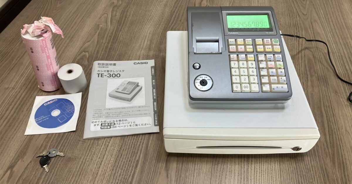 CASIO カシオ レジスター TE-300 一部折れあり 小型ドロア 消費税設定可能