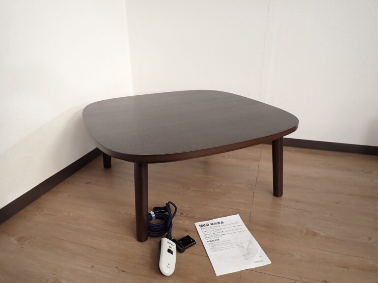 こたつ MJ-KSF840B/DB MUJI 無印良品 フラットヒーター 木製 正方形 幅84×奥行84×高さ35cm タモ材丸脚 ダークブラウン