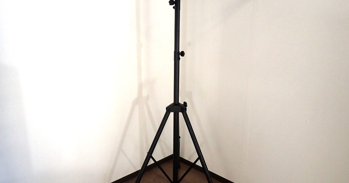三脚スタンド W1250×H3625mm 脚幅1400mm 照明用 撮影機材 クロスバー付 ライト 伸縮 高さ調節可 背景スタンド ブラック