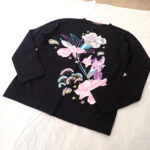 ニットトップス LEONARD 0327402T レオナール サイズ40 M～Lサイズ カシミヤ カーディガン セーター 花柄 ブラック レディース