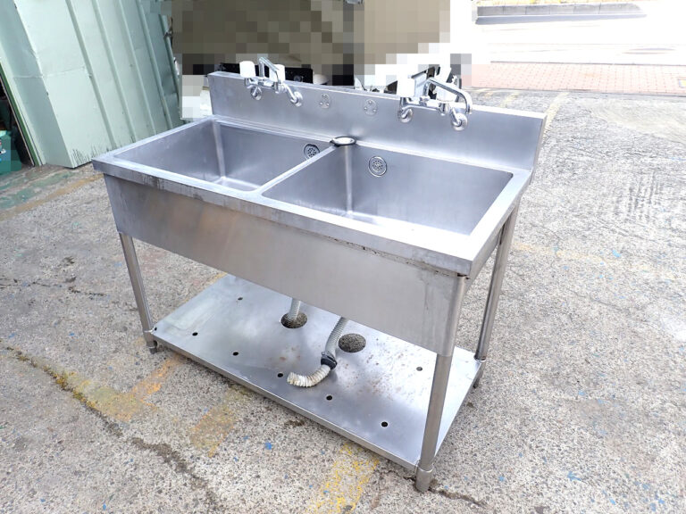 2槽シンク 幅1200×高さ960×奥行600mm 流し台 蛇口付き 洗い場 厨房機器 作業台 厨房キッチン 飲食店 業務用 ステンレス