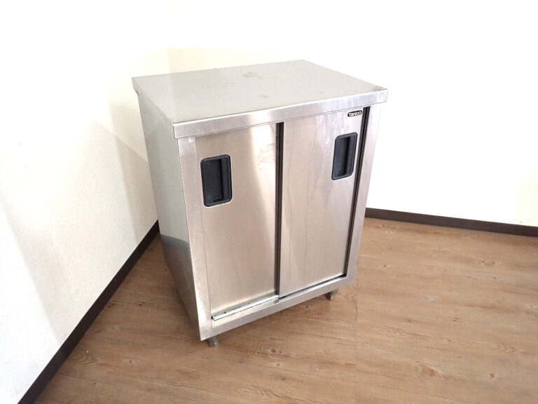 ステンレス製 食器庫 TANICO タニコー 収納作業台 スライド扉 調理台 天板600×450mm 高さ800mm 収納庫 ストッカー