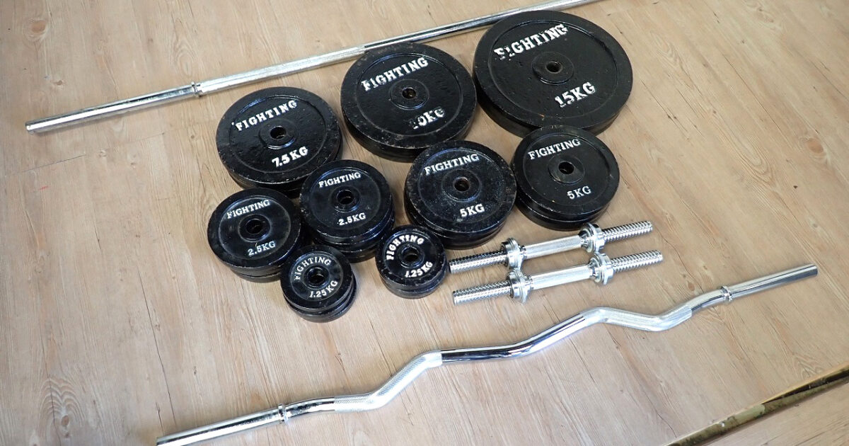 プレート・シャフトセット FIGHTING ROAD ファイティングロード 15kg×2 10kg×4 7.5kg×2 5kg×6 2.5kg×7 1.25kg×6 EZバー
