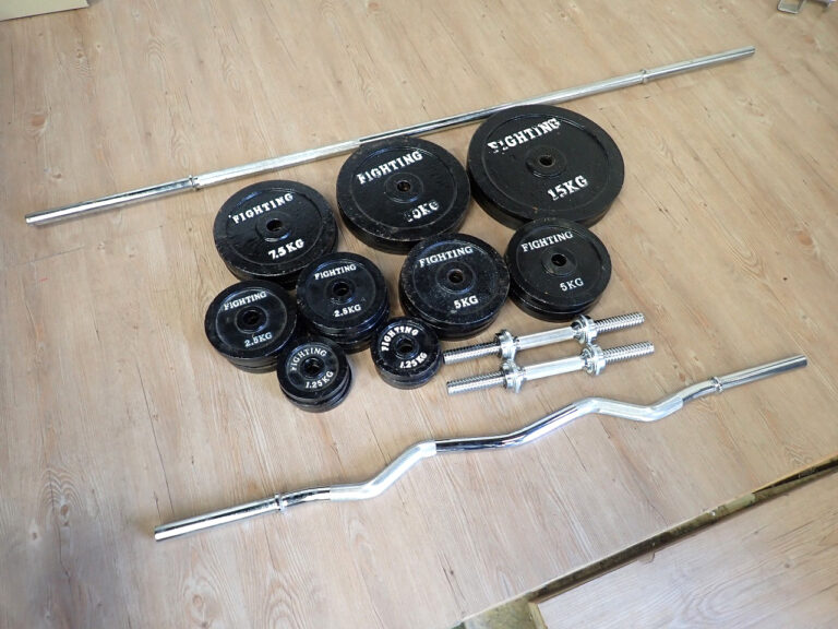 プレート・シャフトセット FIGHTING ROAD ファイティングロード 15kg×2 10kg×4 7.5kg×2 5kg×6 2.5kg×7 1.25kg×6 EZバー