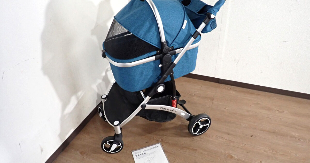 ペットカート Piccolo Cane Carino II Blue Melange ピッコロカーネ カリーノツー 小型犬 ～20kg 折畳み 4輪 オリーブグリーン バギー