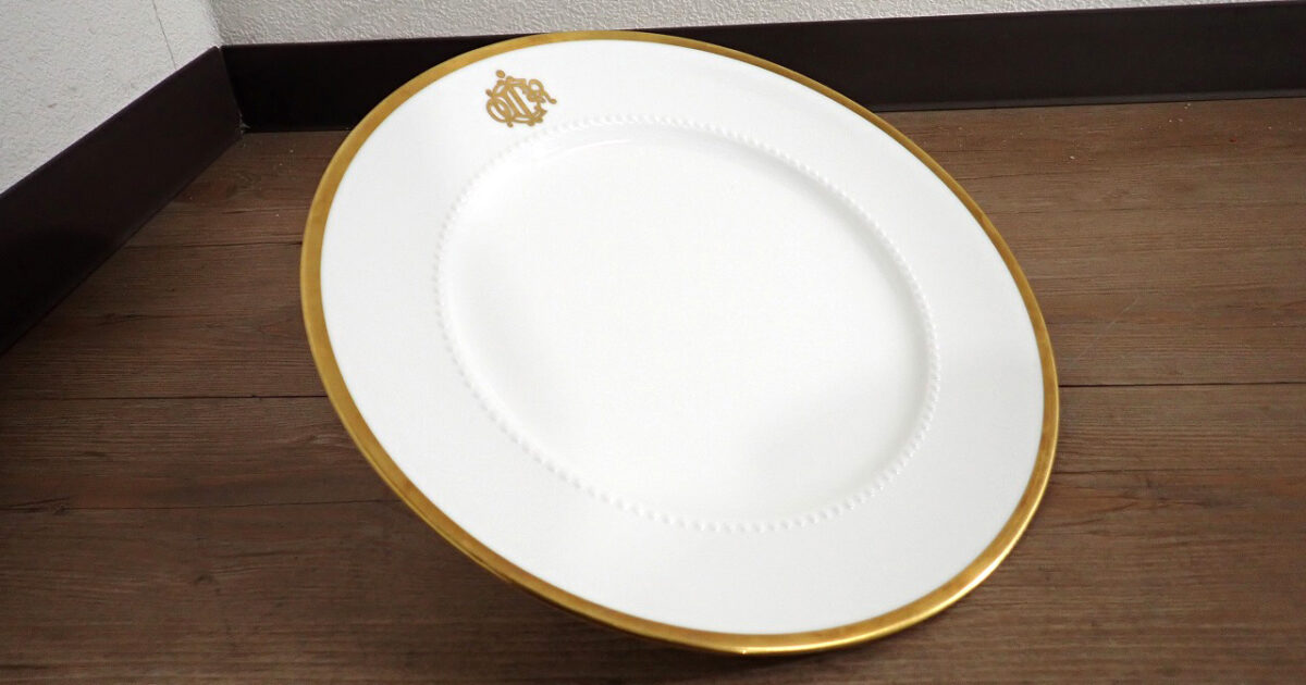 皿 Christian Dior クリスチャン・ディオール プレート 約27cm デザート皿 ケーキ皿 食器 ホワイト ブラウン 白 茶色 アンティーク