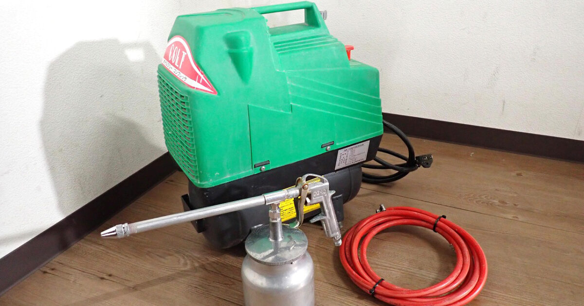 エアーコンプレッサー meiji BS-200S 明治機械製作所 スプレーガン有 COLT コルト MAC BOY 100V 780W オイルフリー ハンディ 軽量