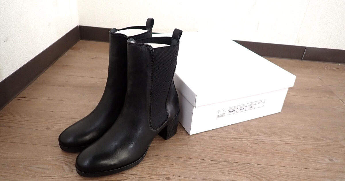 サイドゴアブーツ Piedi Nudi 11401 ピエディヌーディ 22.5cm レザー 本革 美脚ヒール 6cm ショートブーツ ブラック 黒 レディース