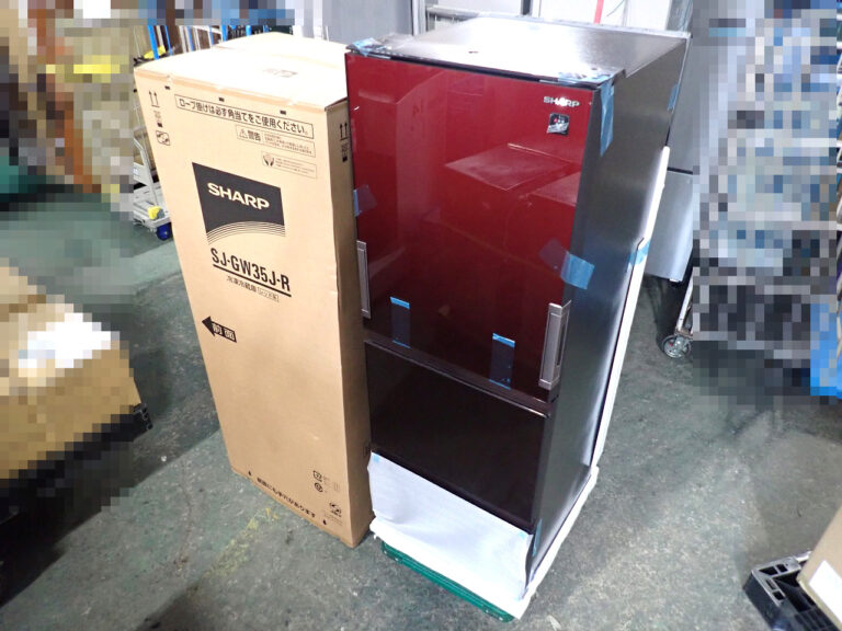 冷凍冷蔵庫 SHARP SJ-GW35J-R シャープ プラズマクラスター 350L 3ドア 左右開き W600mm ガラスドア グラデーションレッド