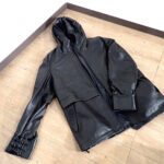 ジャケット Moncler 2406-11597 モンクレール サイズ56 XXL相当 レザー メンズ ブラック フード ジップ パーカー アウター 冬服