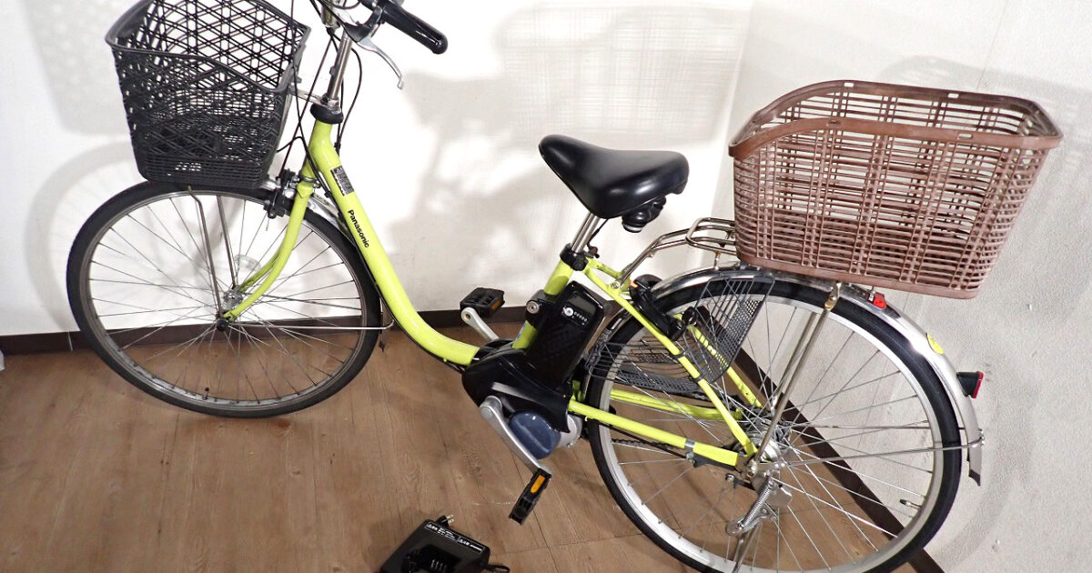 電動アシスト自転車 ELSX633G パナソニック ビビSX 26インチ バッテリー 長押し5 鍵・充電器付 ペアグリーン