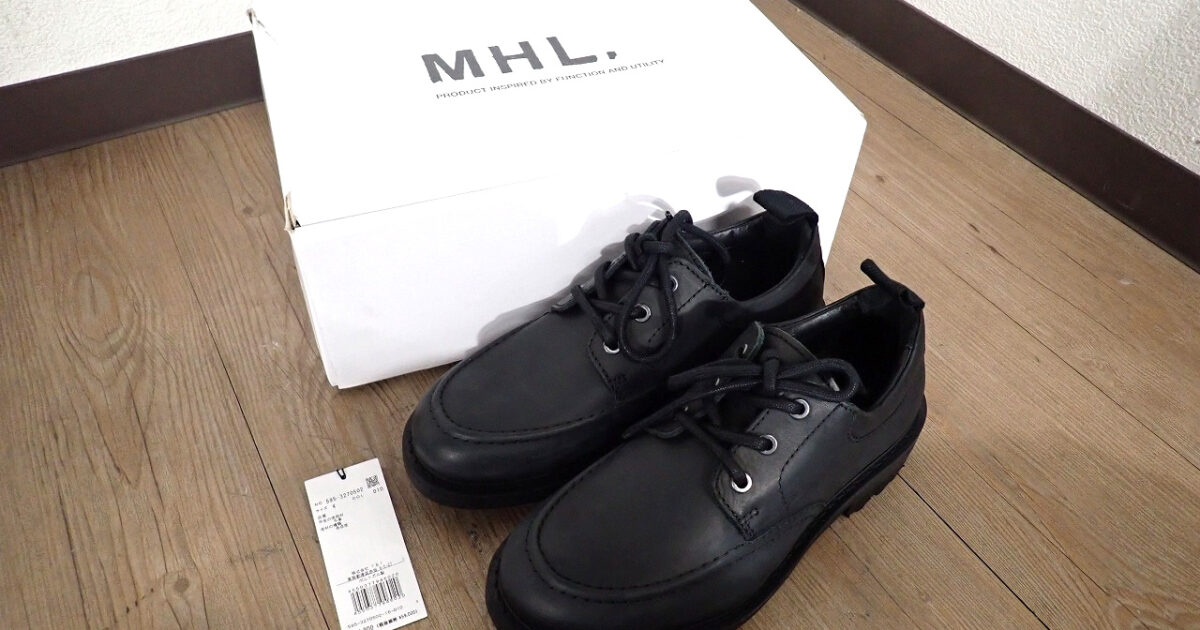 靴 MHL. 595-3270502 エムエイチエル SCHOOL SHOES スクールシューズ サイズ4 23.0～23.5cm レザー ウィメンズ スニーカー ブラック