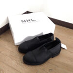 靴 MHL. 596-4170505 エムエイチエル SLIP ON SHOES スリッポンシューズ サイズ39 24.5～25.0cm レザー メンズ ブラック