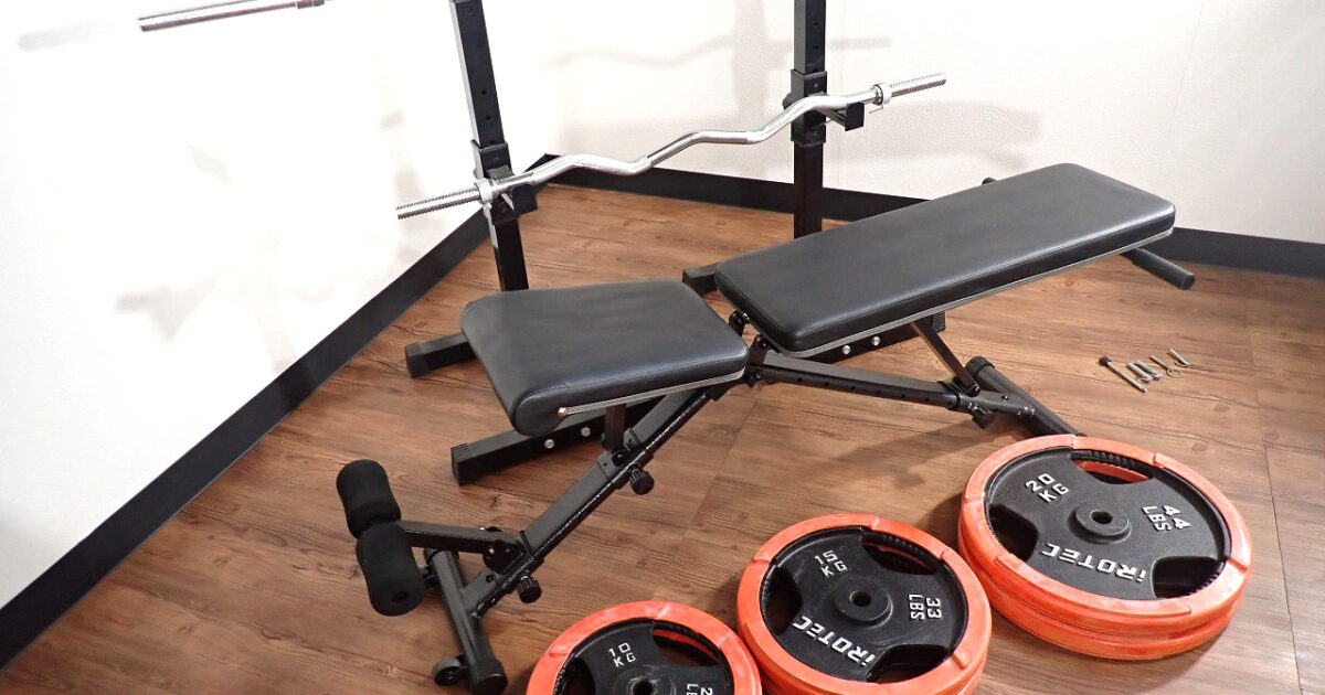 ベンチプレスセット iROTEC アイロテック プレート 20kg×2 15kg×2 10kg×2 バーベルシャフト×2 ラック トレーニングベンチ