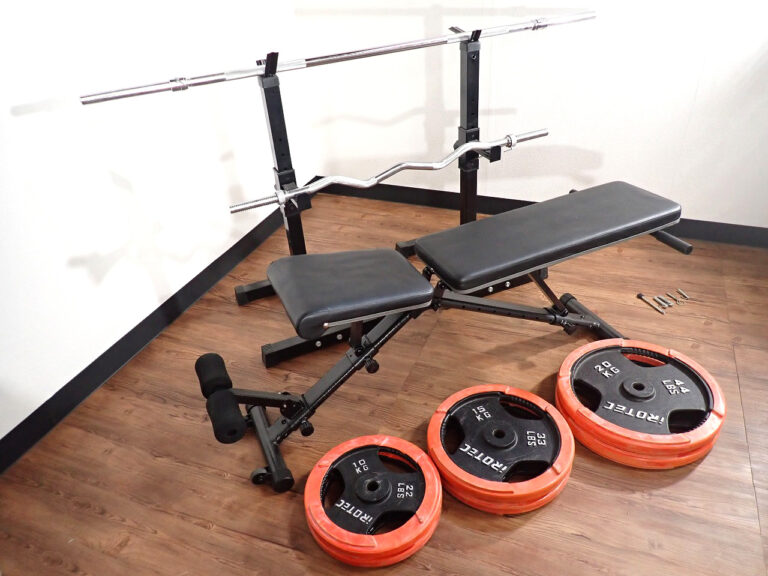 ベンチプレスセット iROTEC アイロテック プレート 20kg×2 15kg×2 10kg×2 バーベルシャフト×2 ラック トレーニングベンチ